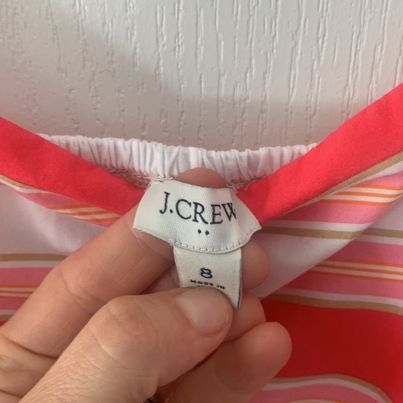 J.CREW NWOT Striped Squareneck Midi Dress Guava Spring Blossom - Size‎ 8 ruffles - Picture 7 of 16